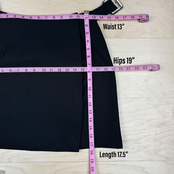 Vintage 1980s Black High Waist Mini Wrap Skirt - Picture 6 of 7